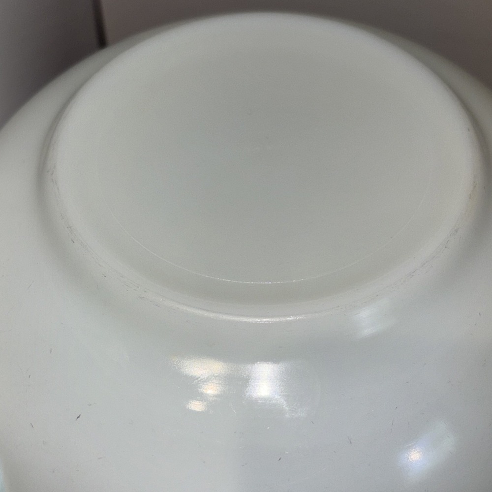 Vtg Atomic Eyes Pyrex Mixing Bowl MCM 1950s Unmarked White & Turquoise 403 - Picture 10 of 13